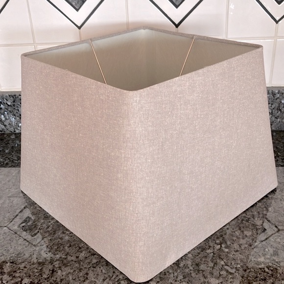 Large Square Gray Cloth Covered Lampshade, 11” Square Top x 24” Square Bottom - Picture 1 of 10